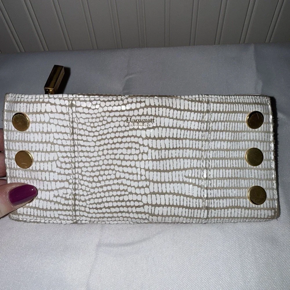 Hammitt 110 North Soft Leather Bifold Long Wallet White Crackle Gold Hardware - Picture 2 of 14